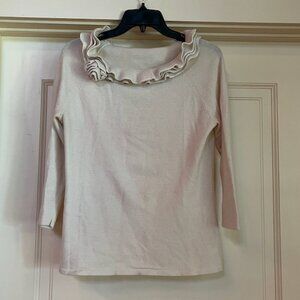 J. McLaughlin - Sweater - Cream - Cashmere - Rosette Trim - Sz L